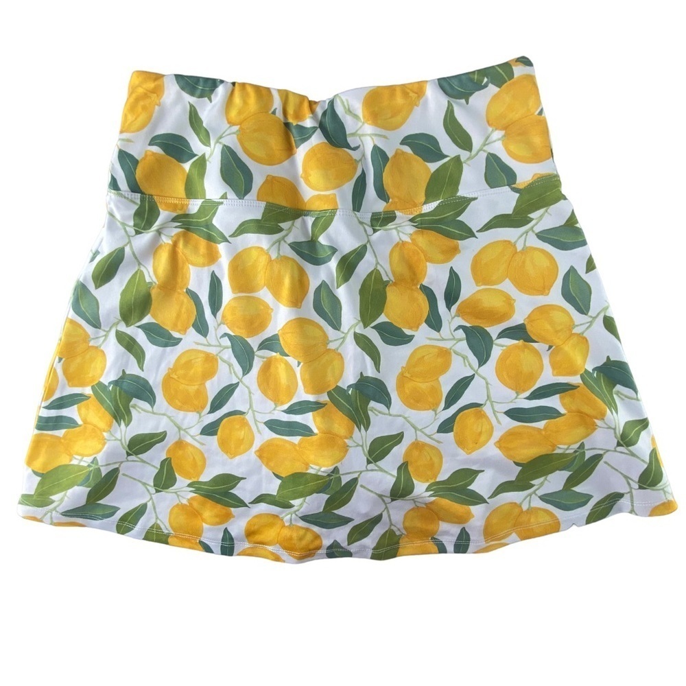 Love Life Live white, yellow & green lemon print skort, S